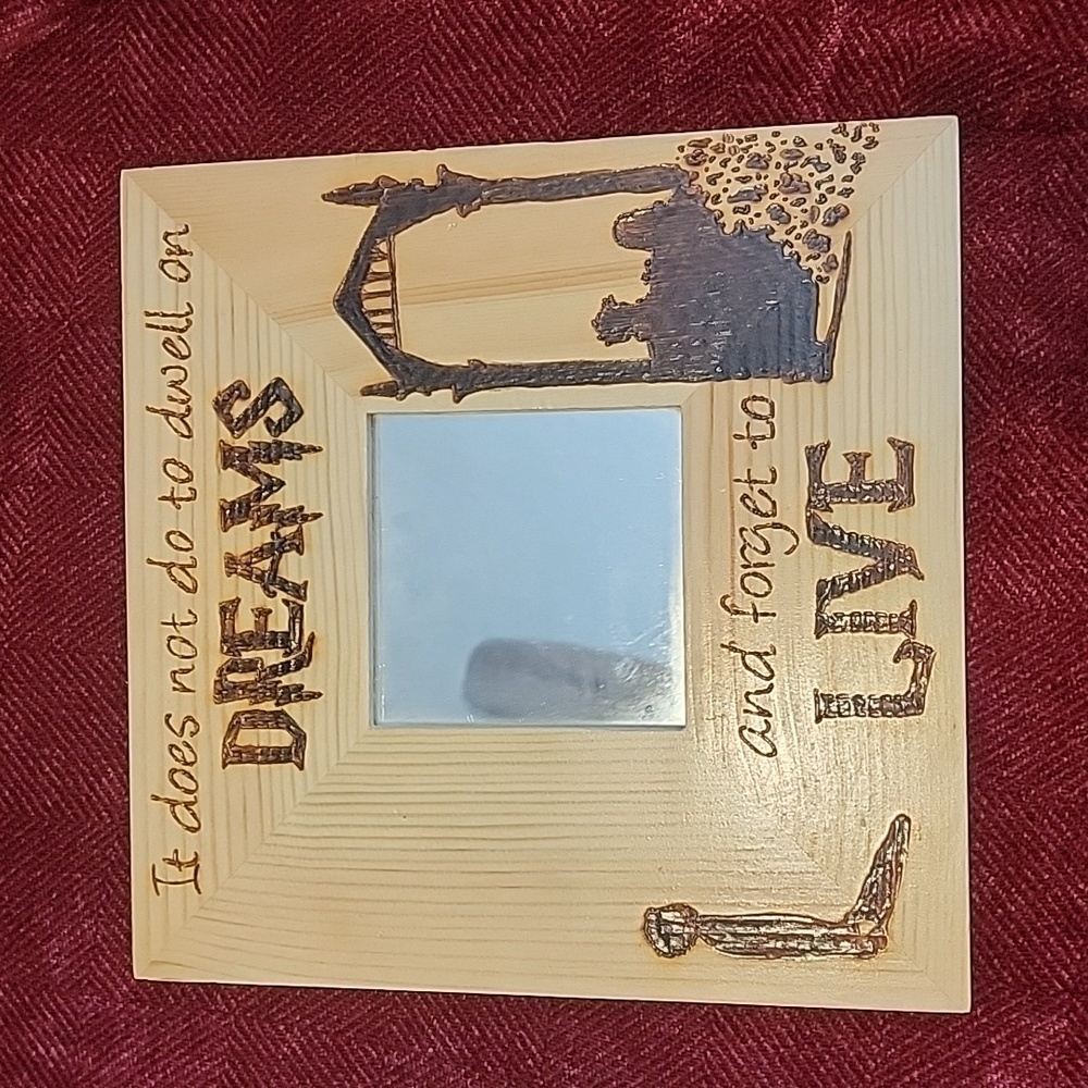 Harry Potter wood burned mirror